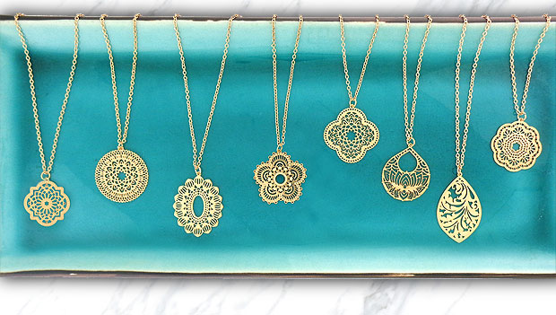 LAVISHY design & wholesale original, beautiful silver/gold plated filigree necklaces to gift shops, boutiques, book shops & jewelry stores in Canada, USA & worldwide.