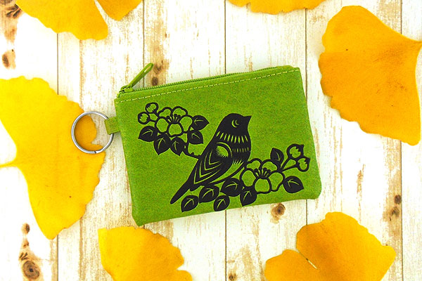 LAVISHY Akina collection wholesale fun vegan sparrow & flower embossed coin purses to gift shop, clothing & fashion accessories boutique, book store in Canada, USA & worldwide since 2001.