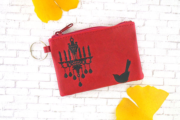 LAVISHY Akina collection wholesale fun vegan bird & chandelier embossed coin purses to gift shop, clothing & fashion accessories boutique, book store in Canada, USA & worldwide since 2001.
