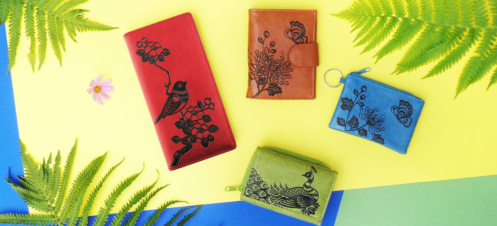 LAVISHY Elma collection new designs of embroidered vegan wallets for fall/autumn 2020 season to gift shops, boutiques & book stores in Canada, USA and worldwide.