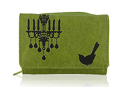LAVISHY Akina collection wholesale embossed Bird & chandelier vegan small wallets to gift shop, clothing & fashion accessories boutique, book store in Canada, USA & worldwide since 2001.