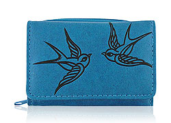 LAVISHY Akina collection wholesale embossed Swallow love birds vegan small wallets to gift shop, clothing & fashion accessories boutique, book store in Canada, USA & worldwide since 2001.