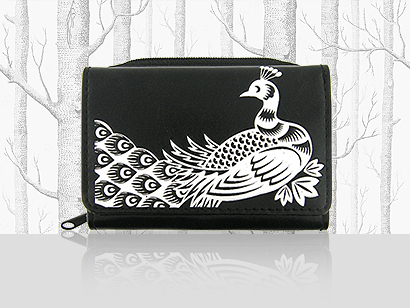 lavishy wholesale vegan embossed peacock tri-fold small wallets for women to gift shops, clothing & fashion accessories boutiques, book stores in Canada, USA & worldwide since 2001