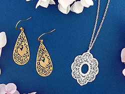LAVISHY Abiya collection wholesale silver & gold plated filigree earrings and necklaces