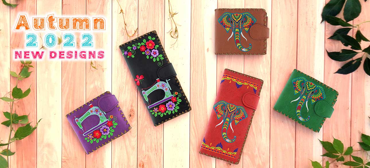 LAVISHY Elma collection new designs of embroidered vegan wallets for Autumn 2022 season to gift shops, boutiques & book stores in Canada, USA and worldwide.