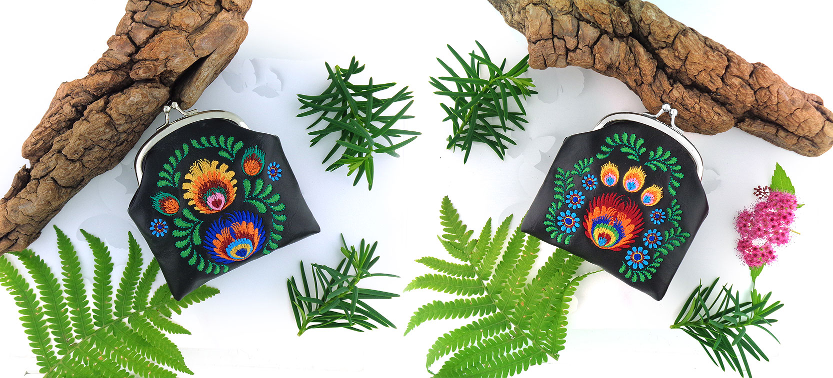 LAVISHY Elma collection design & wholesale embroidered vegan coin purses to gift shops, boutiques & book stores in Canada, USA and worldwide.