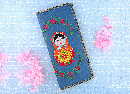 LAVISHY Elma collection wholesale Ukrainian nesting doll embroidered vegan large flat wallets to gift shop, clothing & fashion accessories boutique, book store in Canada, USA & worldwide since 2001.