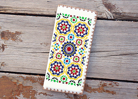 LAVISHY Elma collection wholesale Bohemian Moroccan pattern embroidered vegan large flat wallets to gift shop, clothing & fashion accessories boutique, book store in Canada, USA & worldwide since 2001.