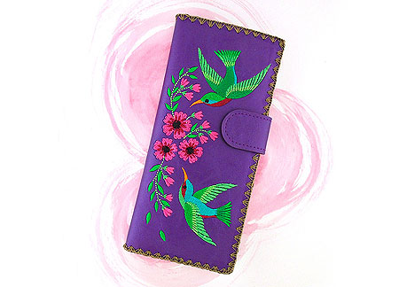 LAVISHY Elma collection wholesale Bohemian flora embroidered vegan large wallets to gift shop, clothing & fashion accessories boutique, book store in Canada, USA & worldwide since 2001.