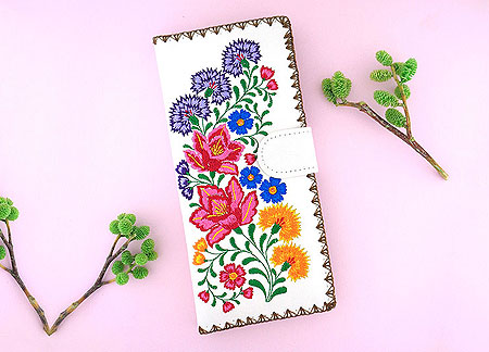 LAVISHY Elma collection wholesale Bohemian Mexican flora embroidered vegan large flat wallets to gift shop, clothing & fashion accessories boutique, book store in Canada, USA & worldwide since 2001.