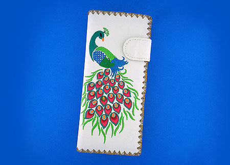 LAVISHY Elma collection wholesale peacock bird embroidered vegan large wallets to gift shop, clothing & fashion accessories boutique, book store in Canada, USA & worldwide since 2001.