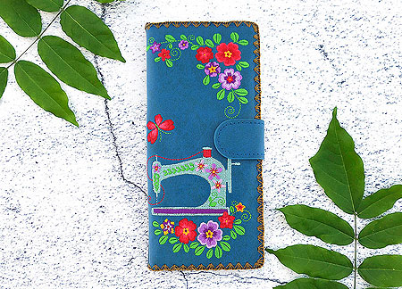 LAVISHY Elma collection wholesale Bohemian retro sewing machine, flower & butterfly embroidered vegan large wallets to gift shop, clothing & fashion accessories boutique, book store in Canada, USA & worldwide since 2001.