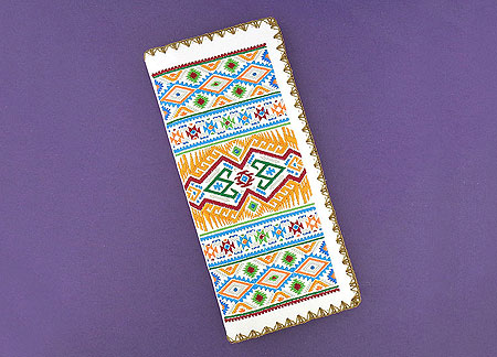 LAVISHY Elma collection wholesale Native American/Southwest, Mexican Aztac tribal pattern embroidered vegan large flat wallets to gift shop, clothing & fashion accessories boutique, book store in Canada, USA & worldwide since 2001.