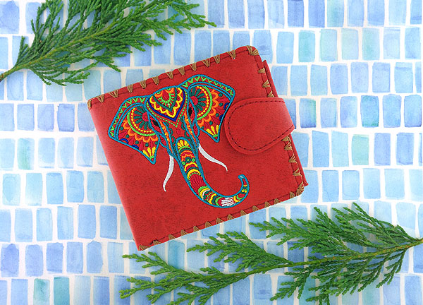 LAVISHY Elma collection wholesale Bohemian flora embroidered vegan medium wallets to gift shop, clothing & fashion accessories boutique, book store in Canada, USA & worldwide since 2001.