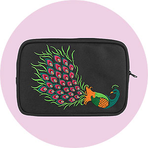 LAVISHY wholesale vegan embroidered tech accessories pouches (e-reader pouches & portable drive pouches) to gift shop, clothing & fashion accessories boutique, book store in Canada, USA & worldwide.