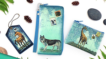 Lavishy Liano collection animal series wholesale fun, Eco-friendly and affordable vegan wallets, coin purses and luggage tags