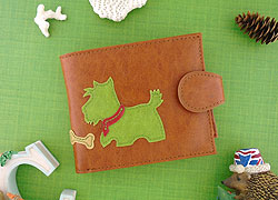 LAVISHY Adora collection wholesale fun vegan dog applique medium wallets to gift shop, clothing & fashion accessories boutique, book store in Canada, USA & worldwide since 2001.