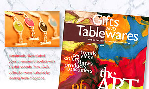LAVISHY handmade colorful enamel bracelets were featured by Gifts & Tableware Magazine