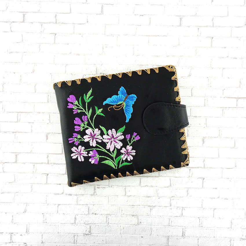 LAVISHY design & wholesale vegan embroidered bi-fold medium flat wallets to gift shops, clothing & fashion accessories boutiques, book stores and speciality retailers in Canada, USA and worldwide.